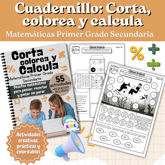 Primer grado Matemáticas Corta, colorea y calcula